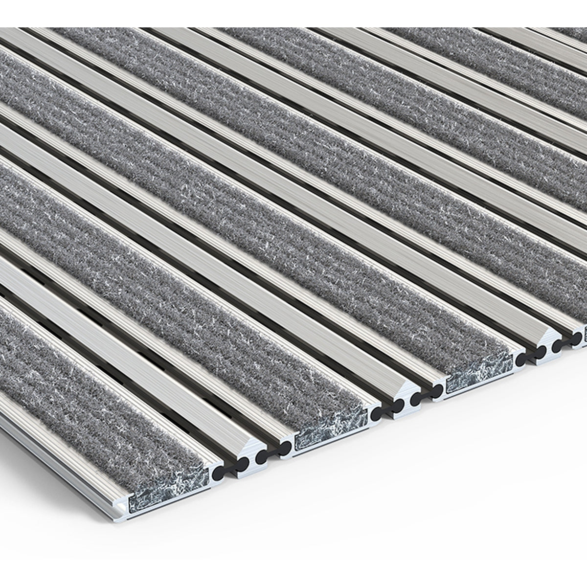 TC02 Thin Series 12mm Rollable Aluminium Mat - Alternating Aluminium Scraper + Carpet Hero