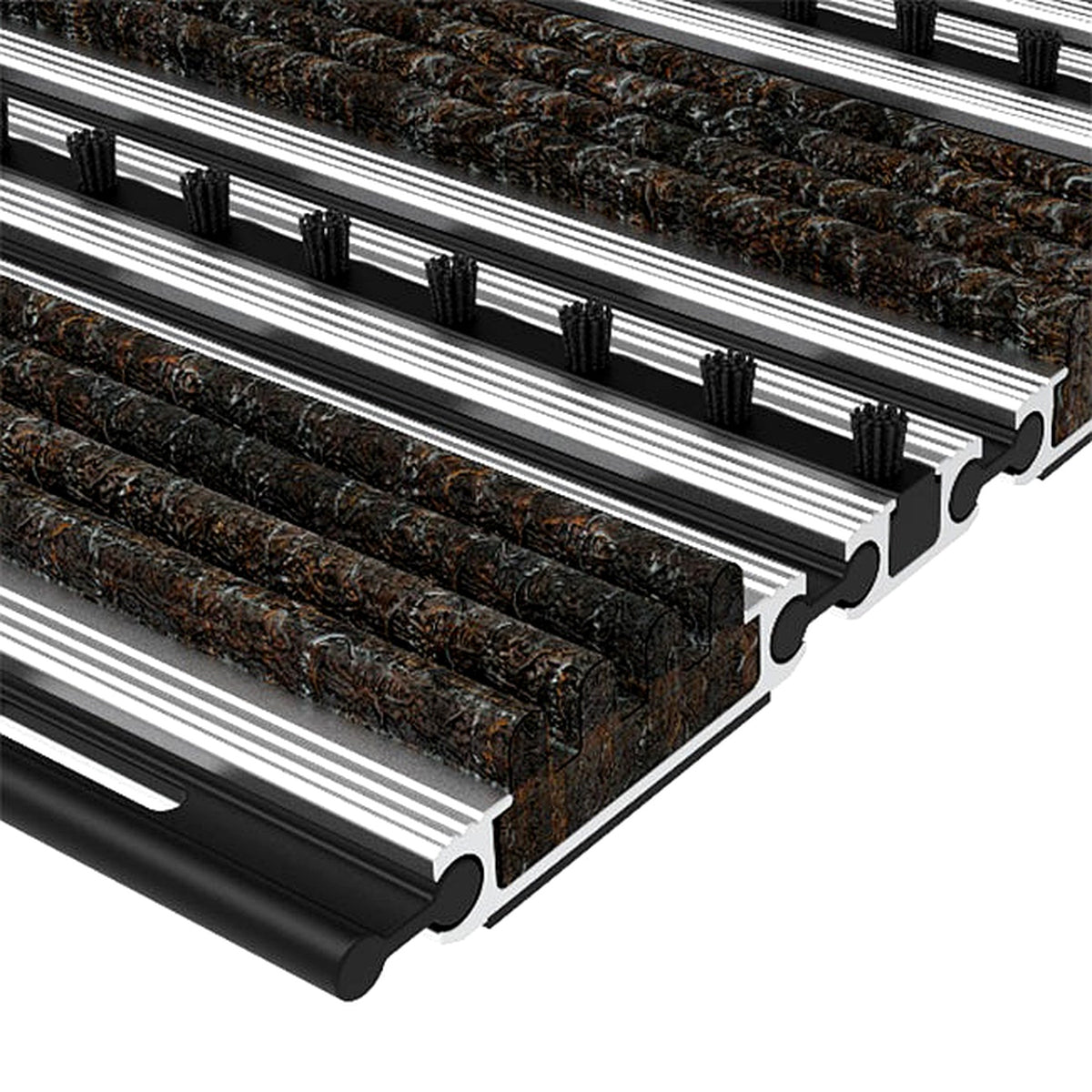 TC03 Architectural Profile Cutaway Showing 23mm Single Brush Strip and Carpet Slat