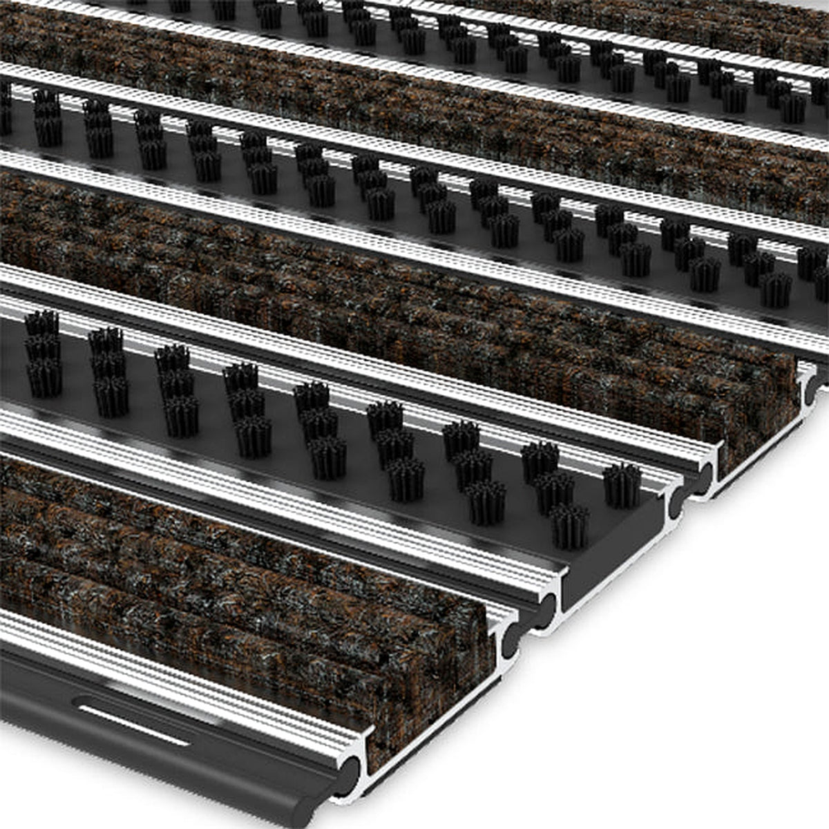 TC04 Architectural Profile Cutaway Showing 45mm Triple-Row Heavy-Duty Brush Block